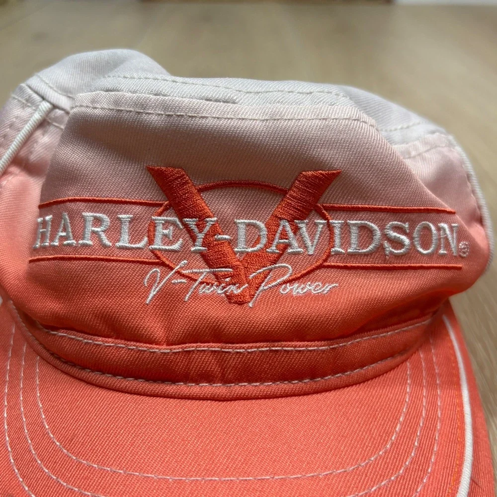 Harley-Davidson V-Twin Power Ombre Cadet Hat Orange White Embroidered Biker Cap